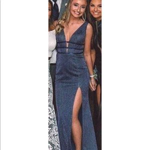 Navy prom dress with silver sparkles